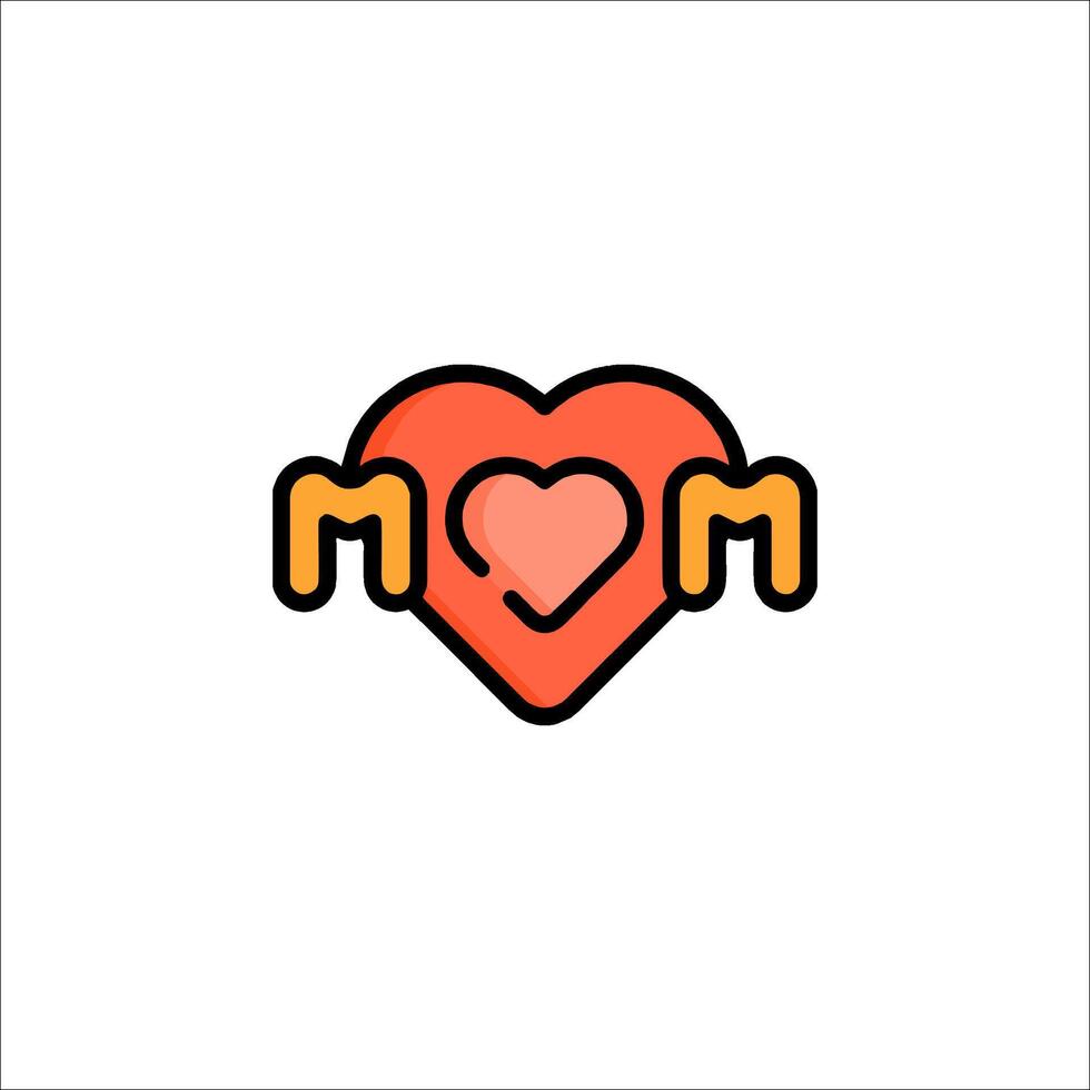A heart shaped logo with the word mom vector