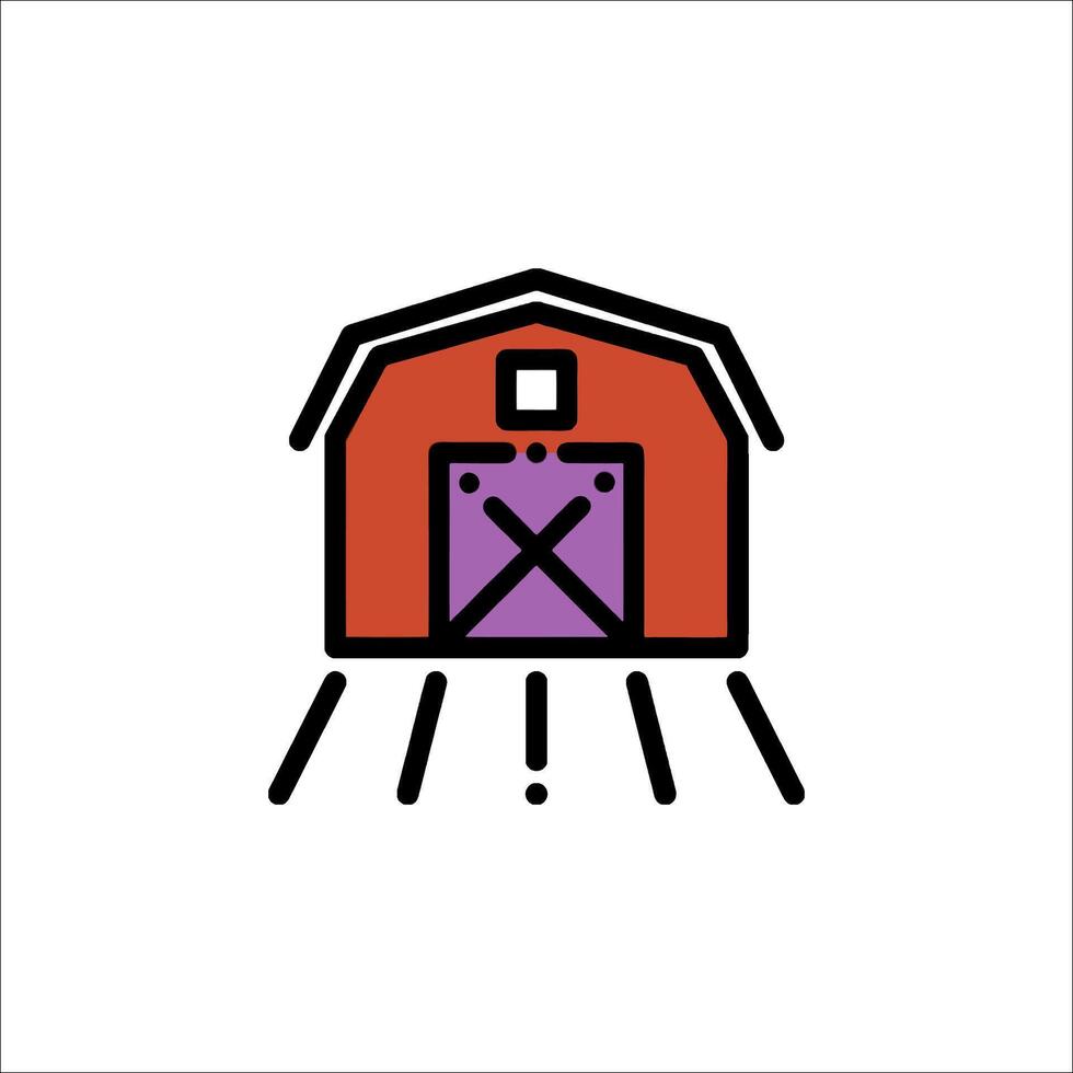 A red barn with a purple door and a purple cross vector