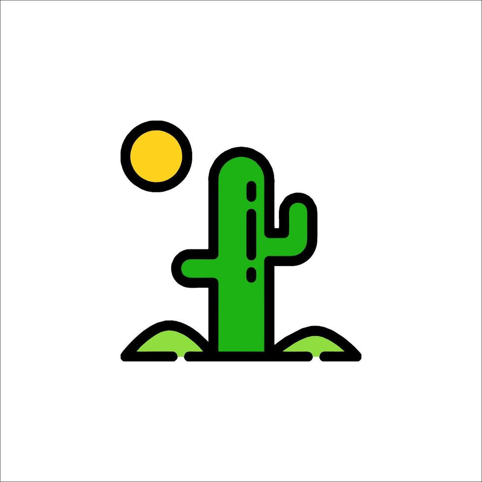 A cactus with a sun behind it on a white background vector