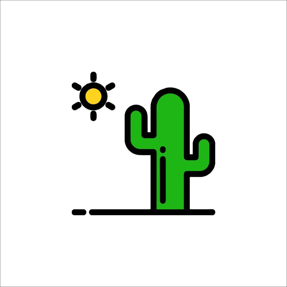 A cactus with a sun in the background vector