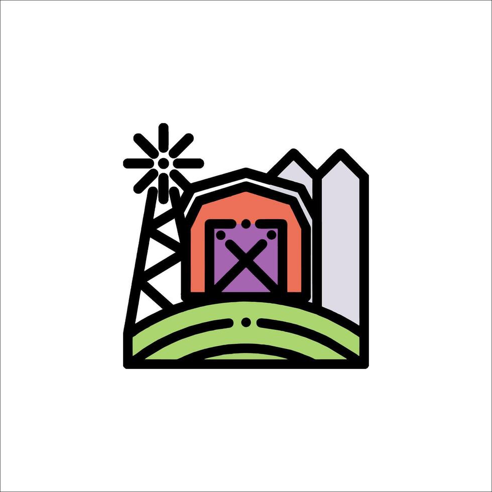 A farm with a windmill and a barn vector