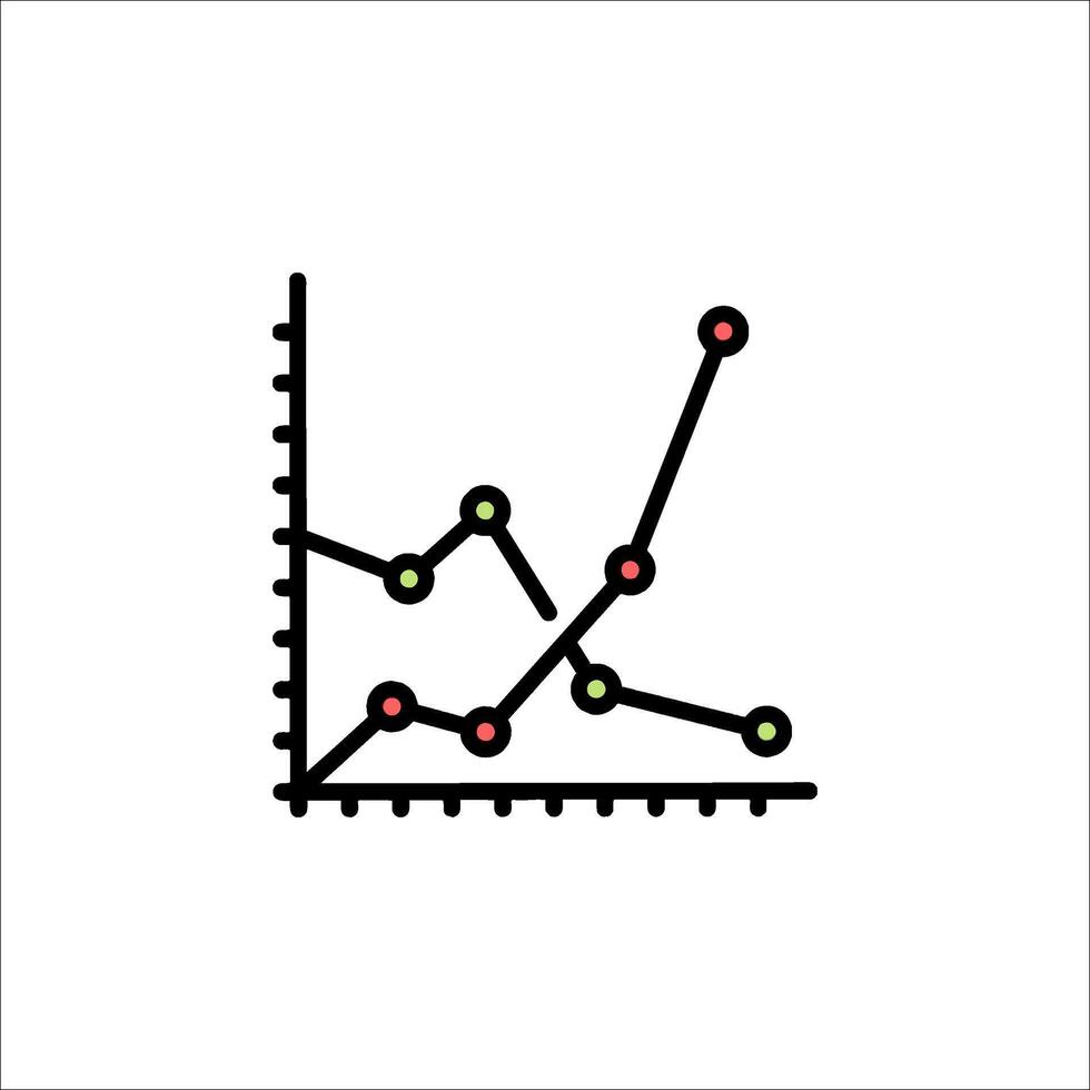 A graph line with dots and arrows vector