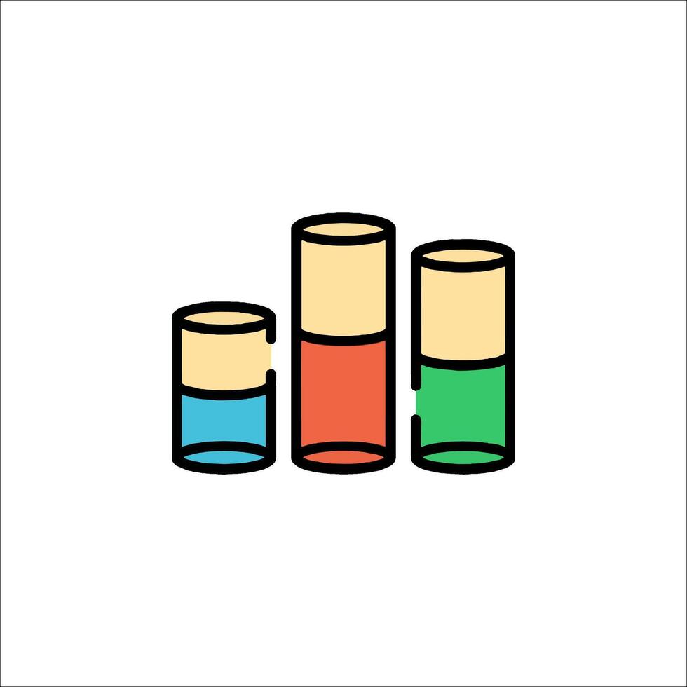 A line drawing of three different colored cylinders vector