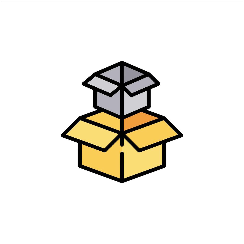 A yellow box with a gray box inside it vector