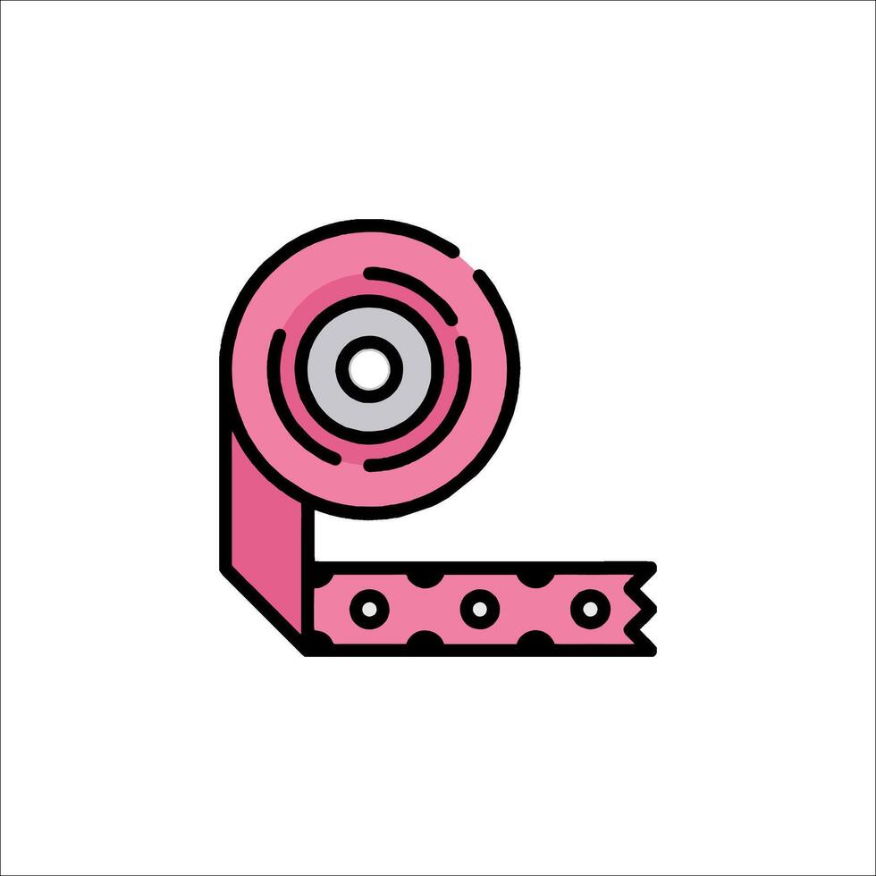 A pink roll of tape with a circle around it vector