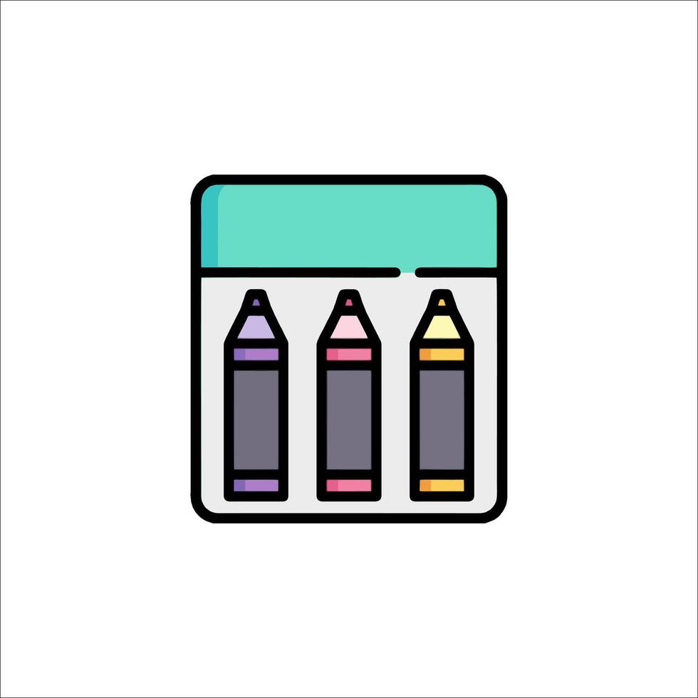 Crayons in a box icon illustration vector