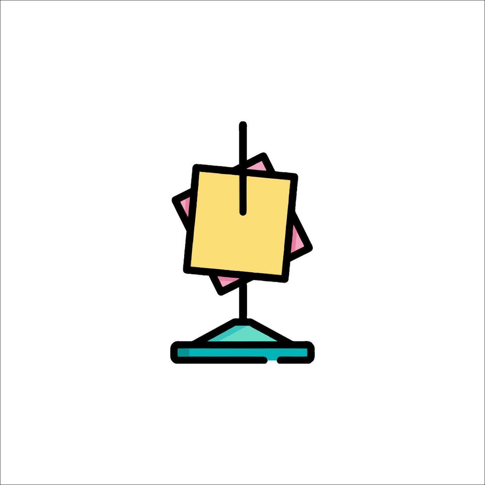 A post it note on a stand with a pen vector