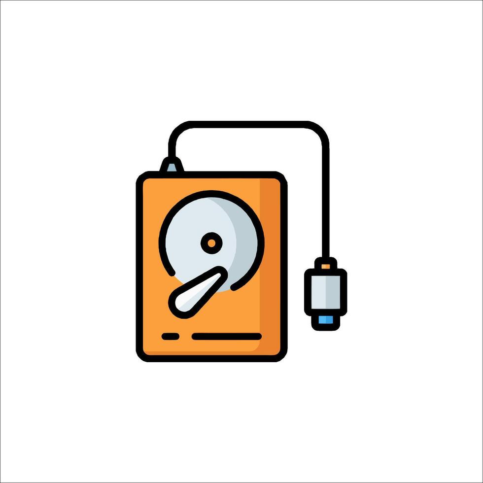 A computer with a disk attached to it vector