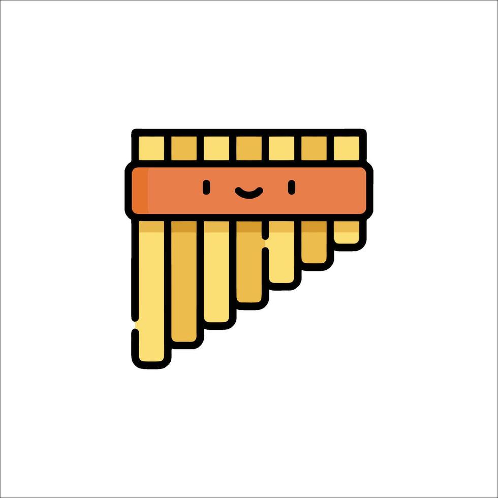 A cartoon pan flute icon with a smiley face vector