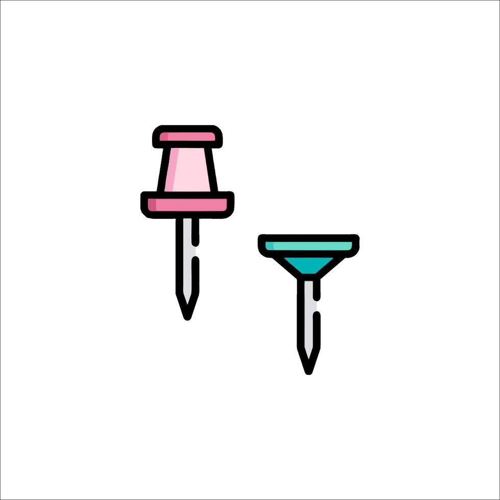 A pair of push pins and a nail vector