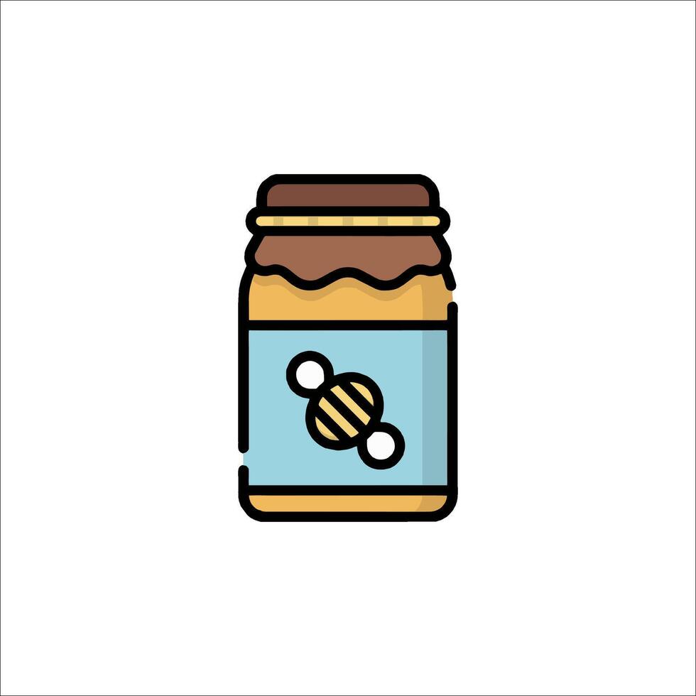 A jar of honey with a bee on it vector