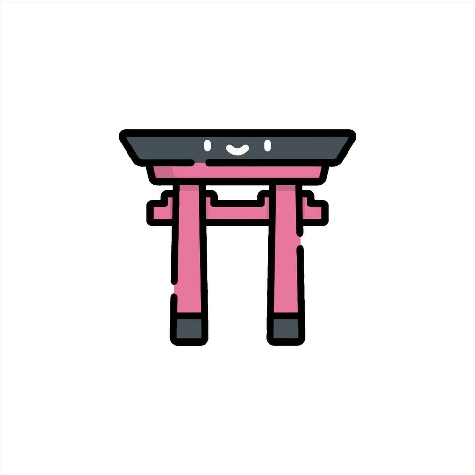 A pink tori gate with a smiley face vector