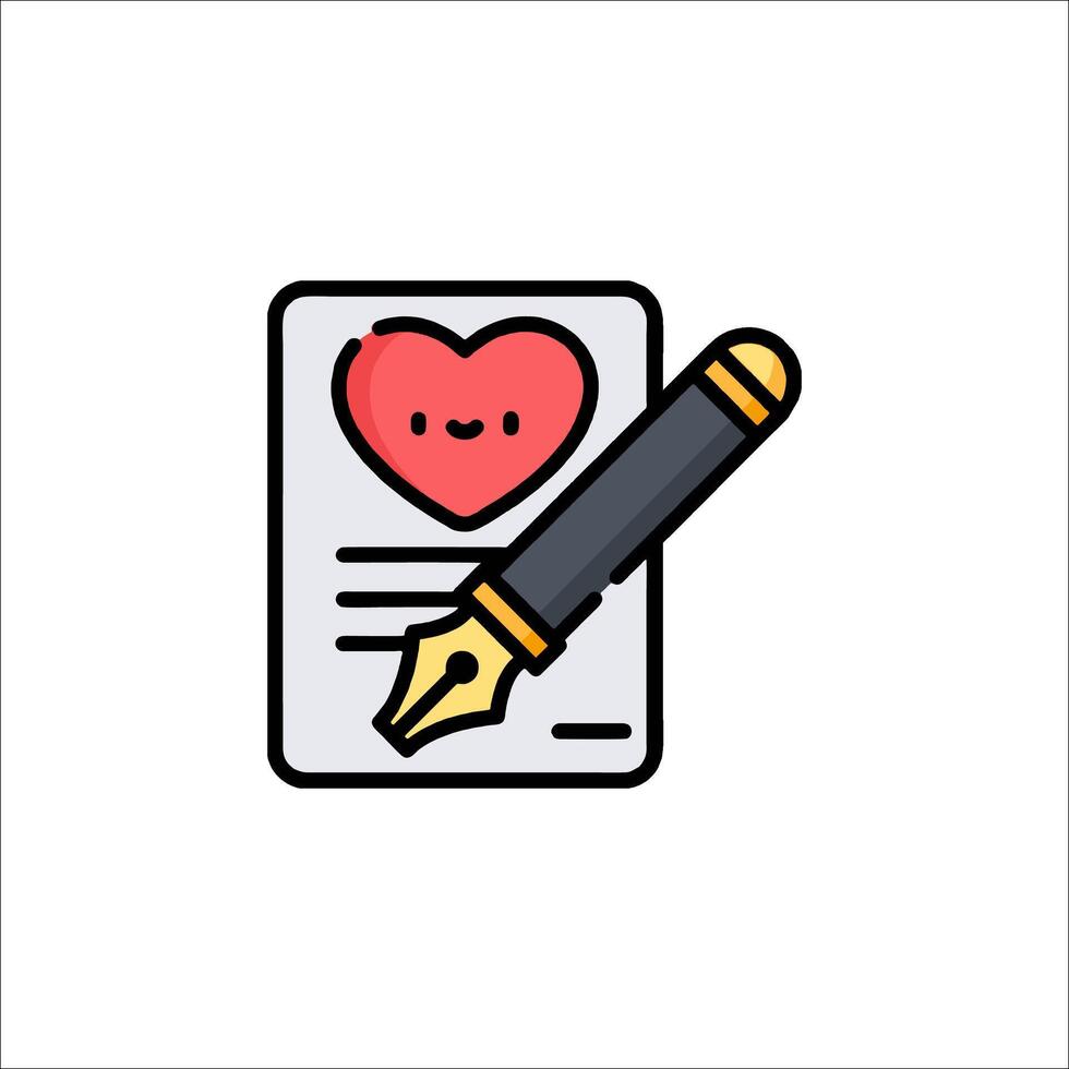A pen and a heart icon on a paper vector