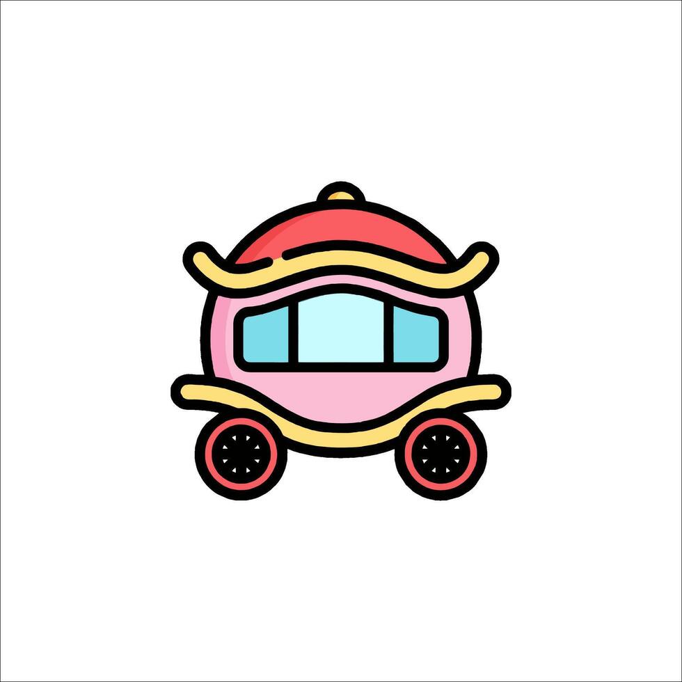 A pink carriage with a red roof on it vector