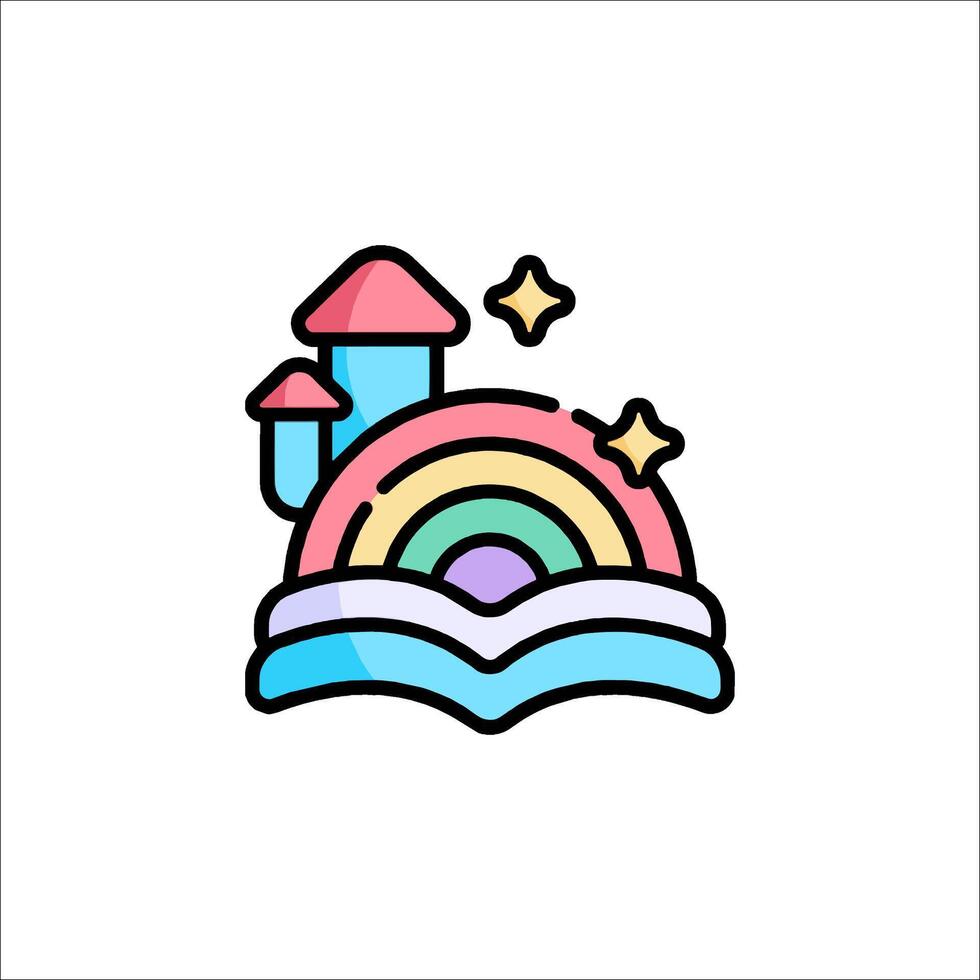 A rainbow and castle icon with a star on top vector