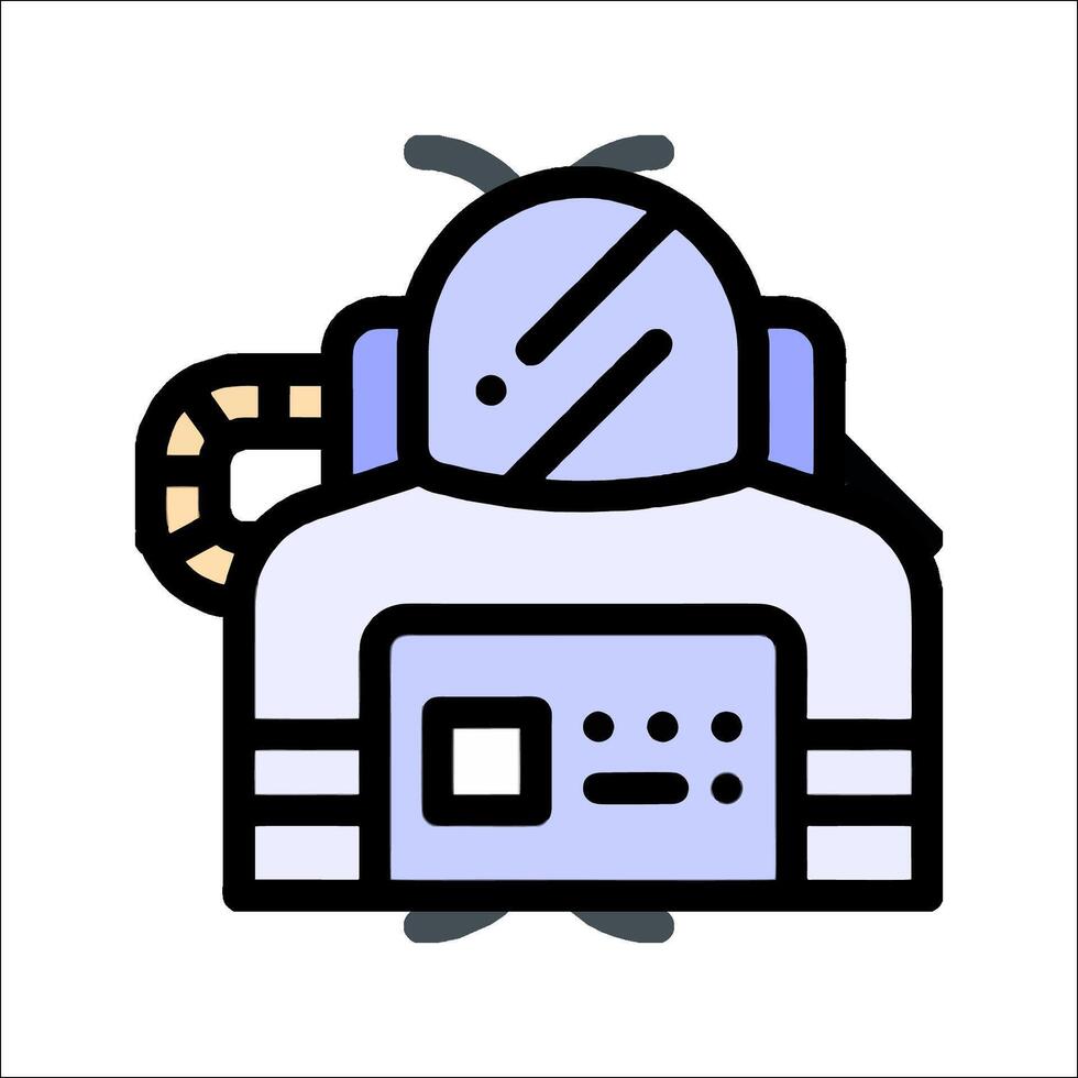 A robot is sitting on a chair with a computer vector