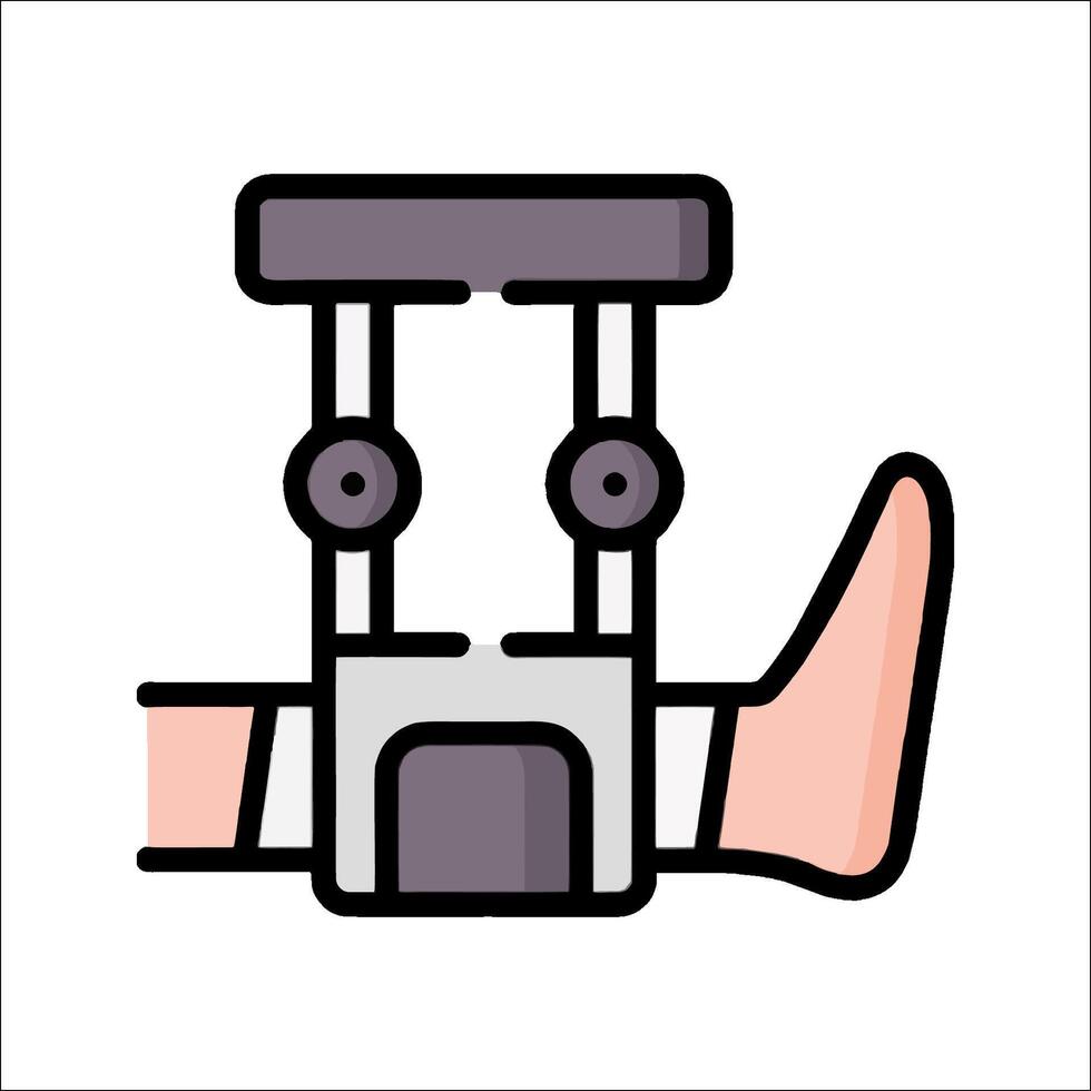 A person with a foot in a foot brace vector
