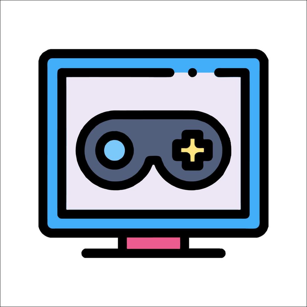A computer monitor with a virtual reality headset on it vector