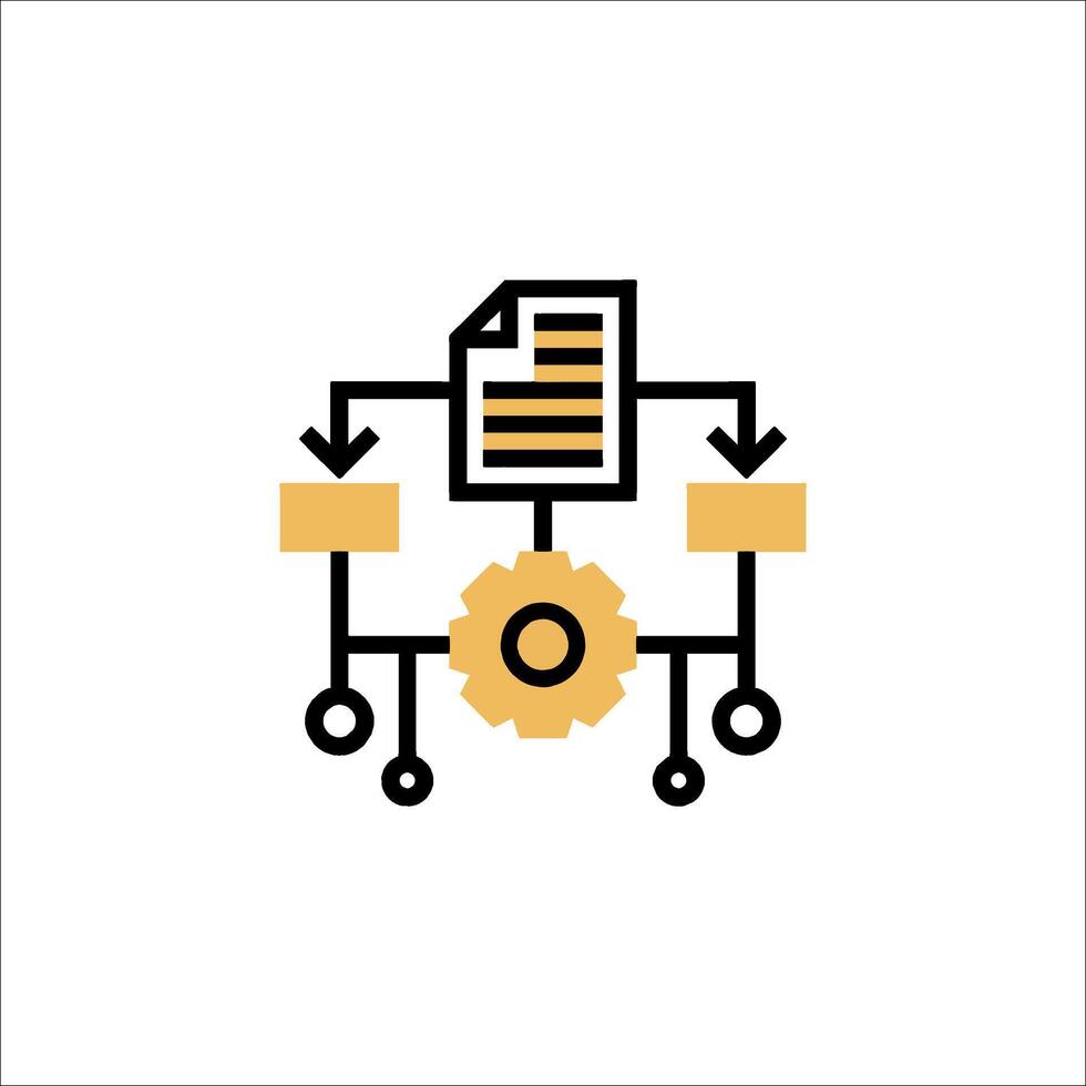 un archivo con un engranaje y un papel documento vector