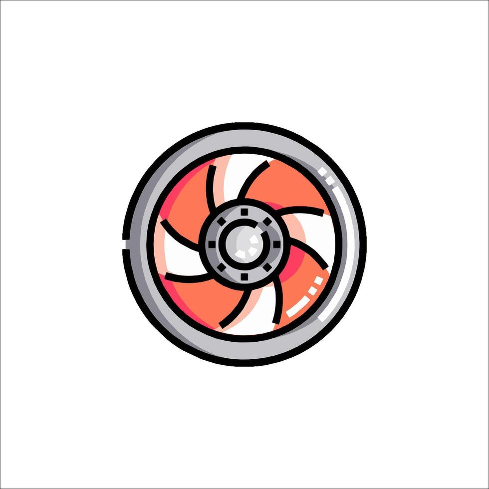 A red and white logo of a fan vector