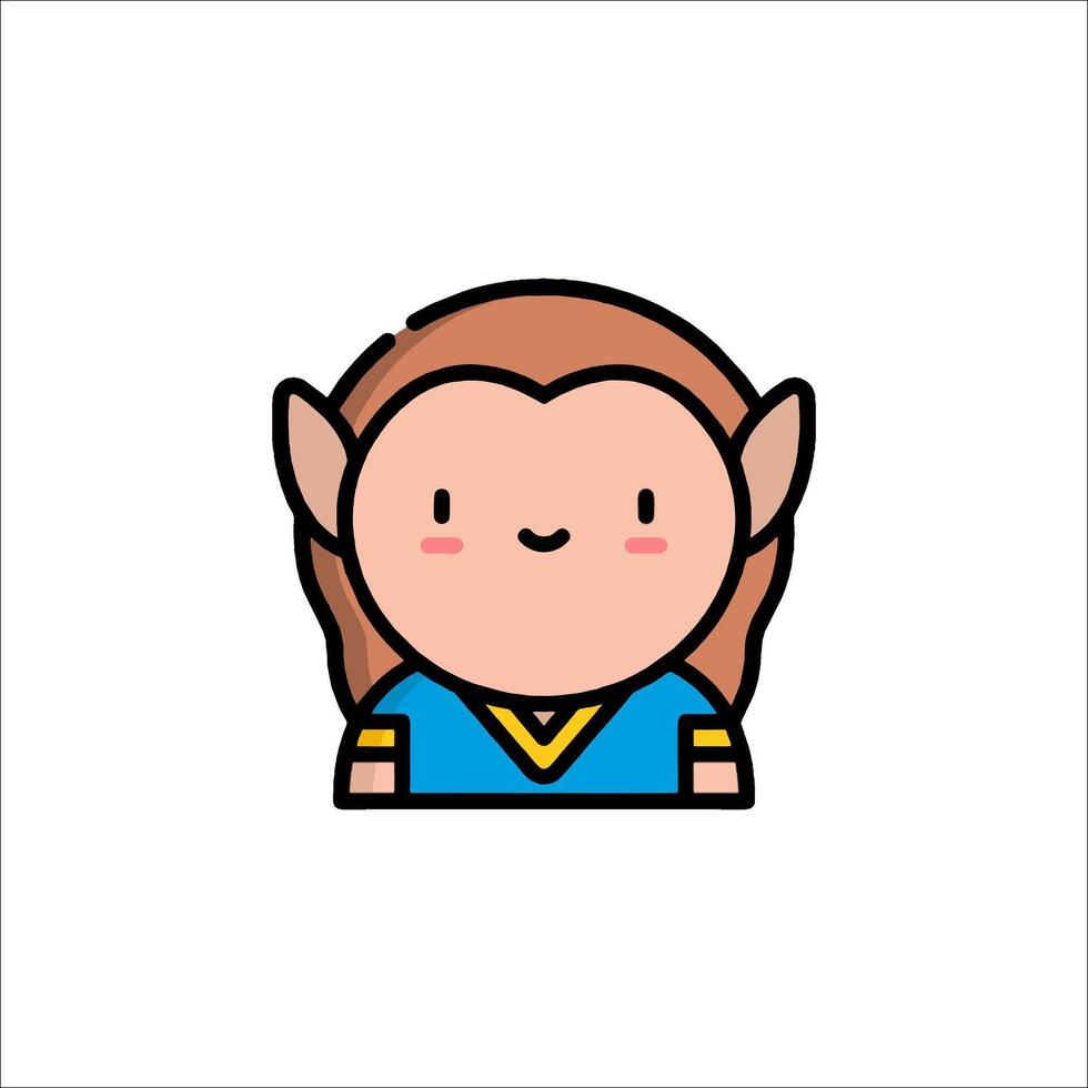 A cartoon elf with a blue shirt and blue eyes vector