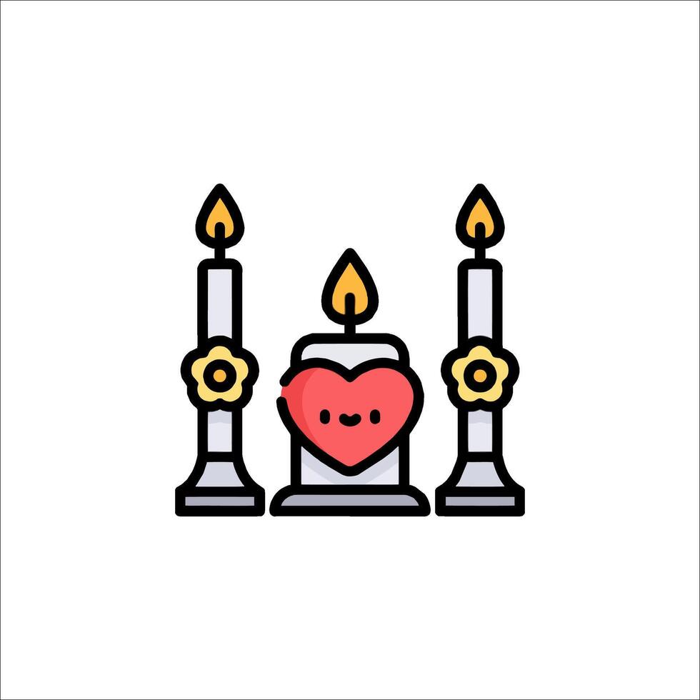 A heart and candles are on a white background vector
