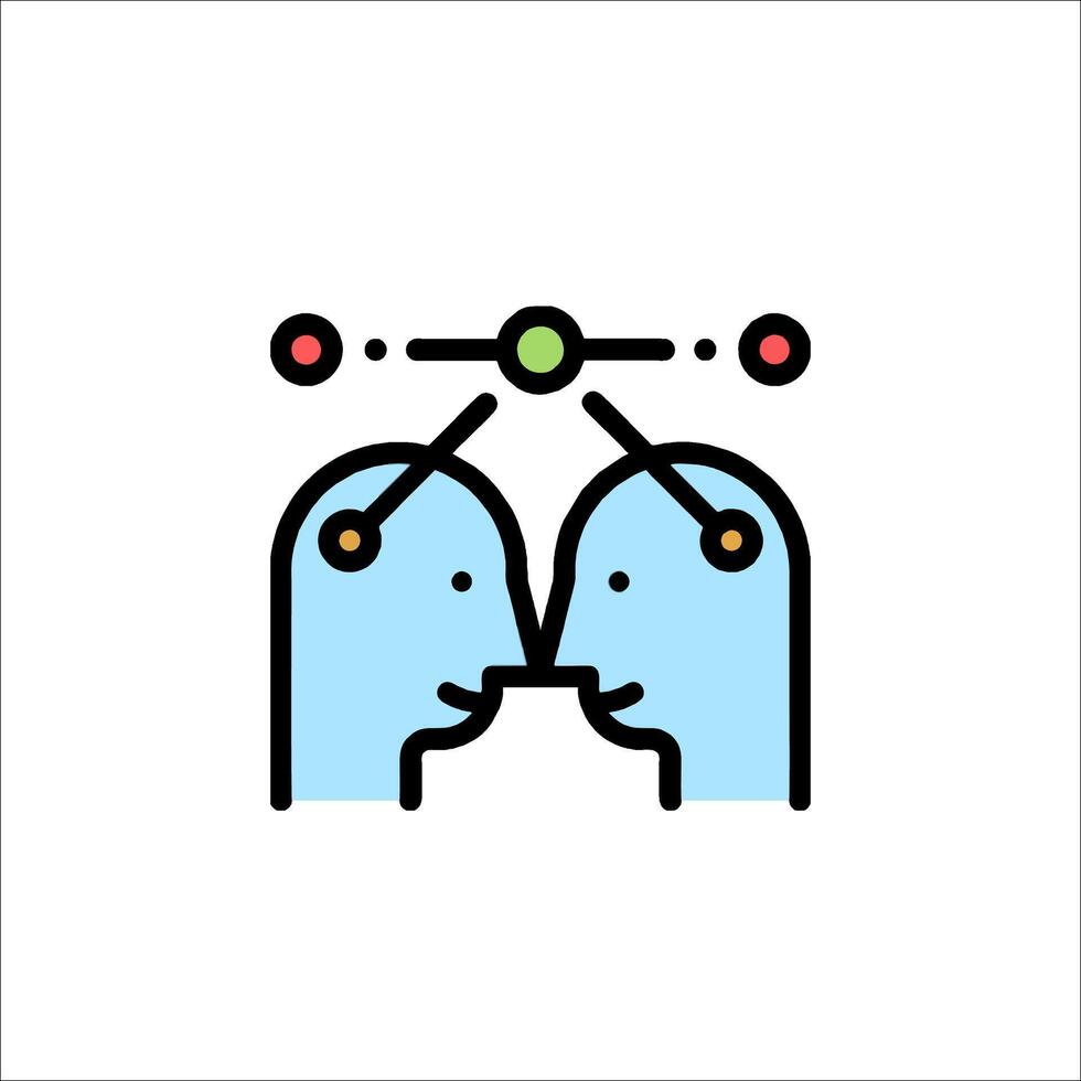 Two people are looking at each other with dots on their heads vector