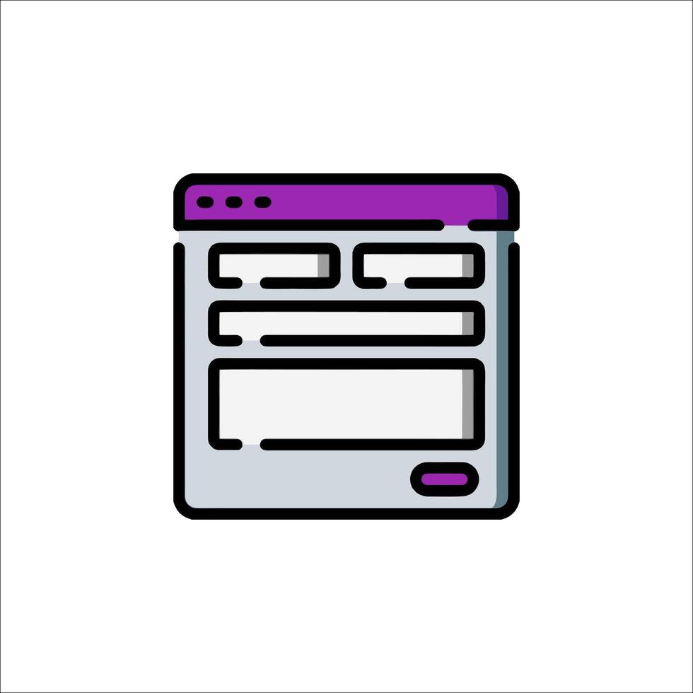 A web page icon with purple and white colors vector