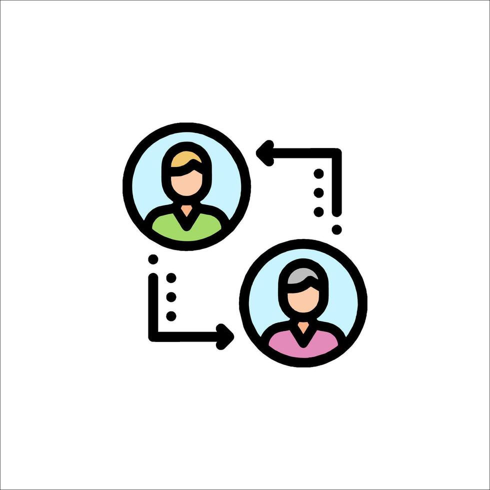 Two people are connected by a line icon vector