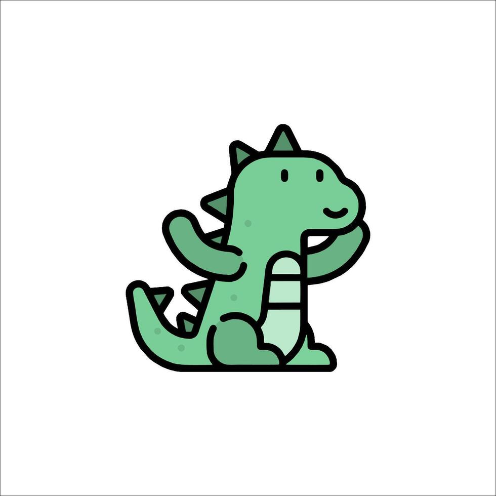 A cartoon green dinosaur with a long tail vector