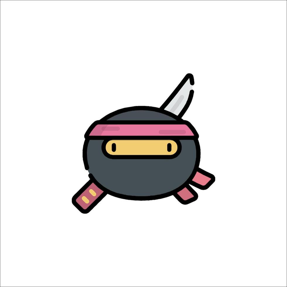 Ninja hat icon with a sword vector