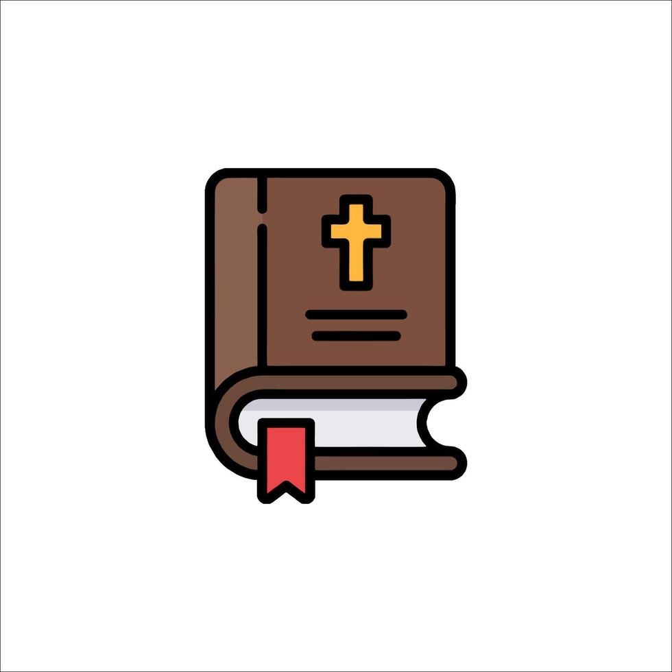 A bible icon with a cross on top vector