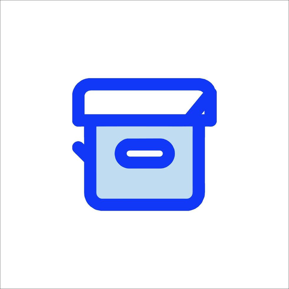 A blue box with a handle on it vector
