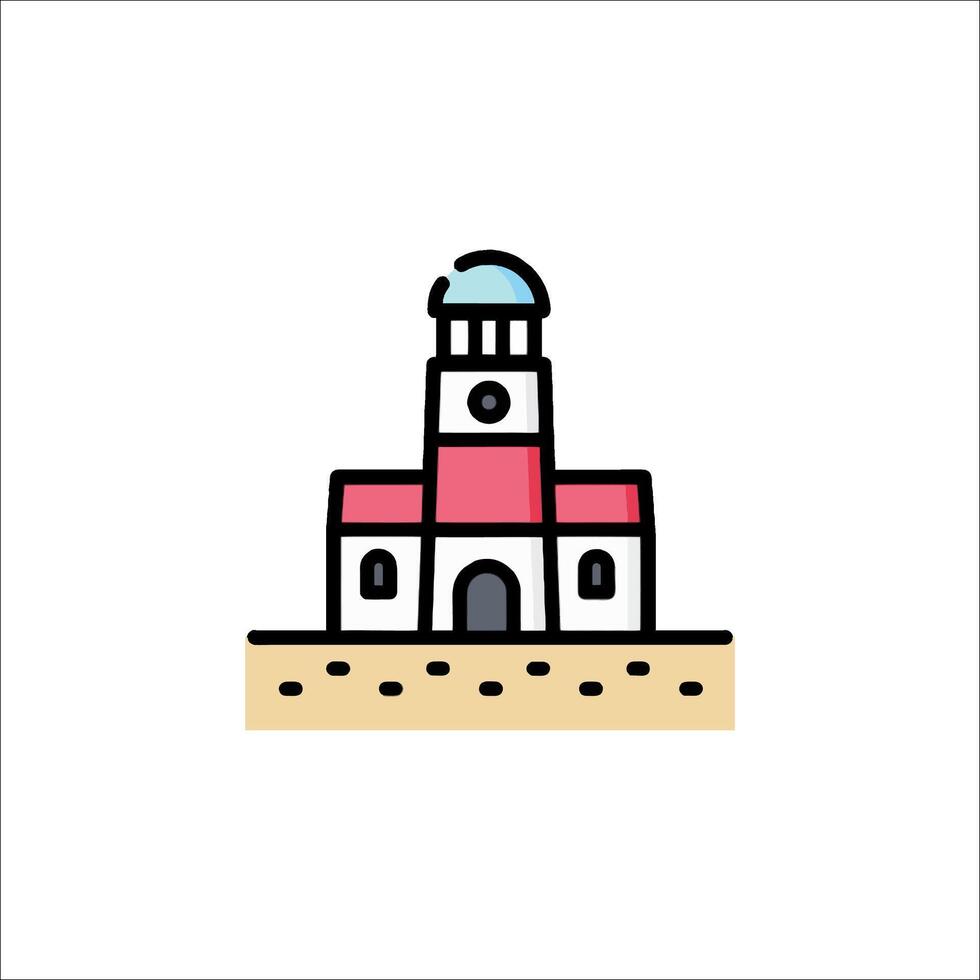 A church building icon in a flat style vector