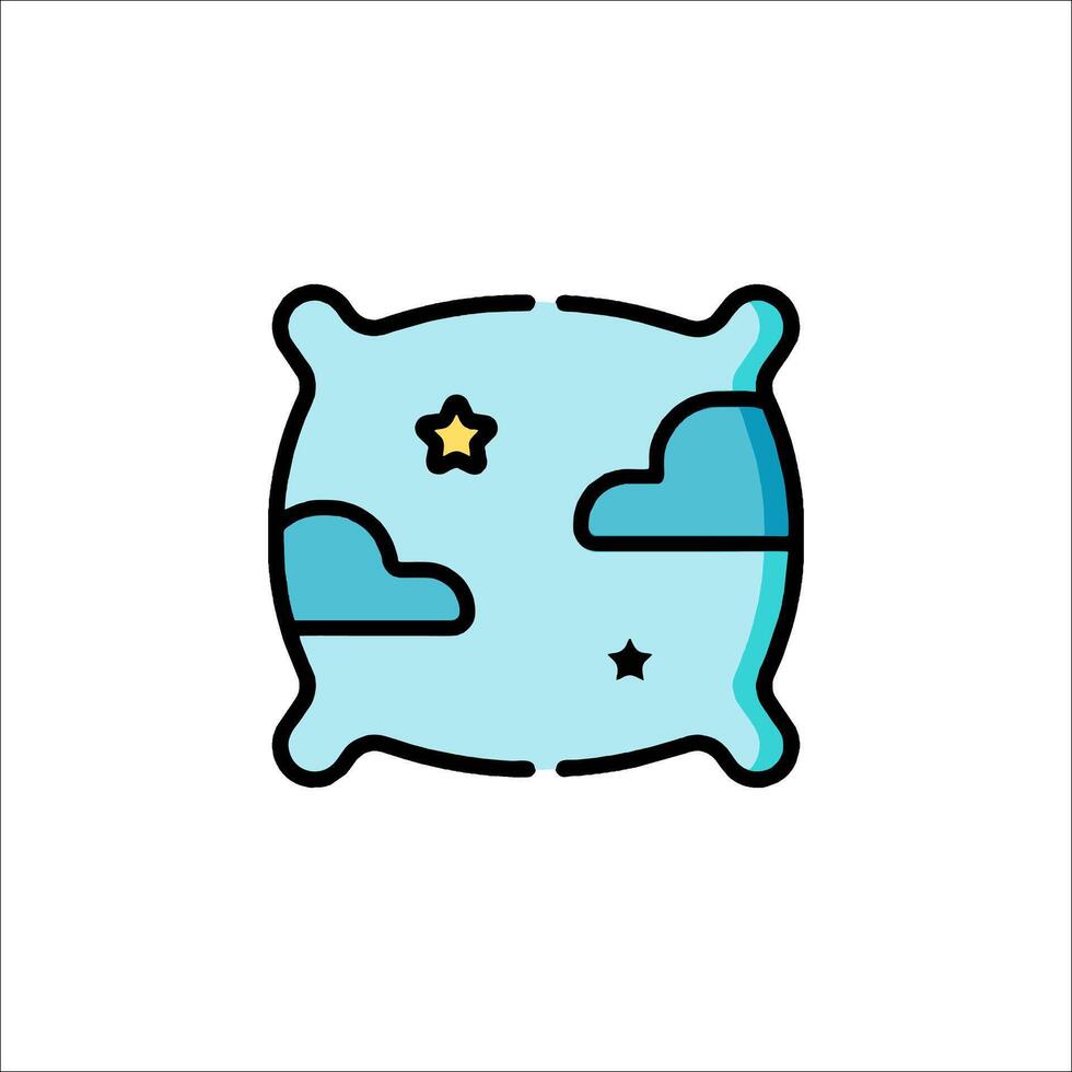 A blue pillow with stars and clouds vector