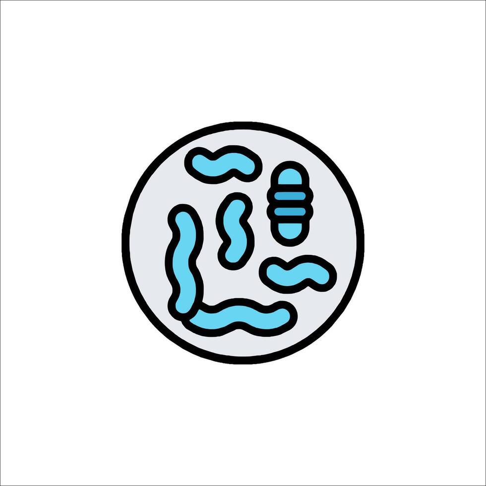 A blue and white icon of a bacteria vector