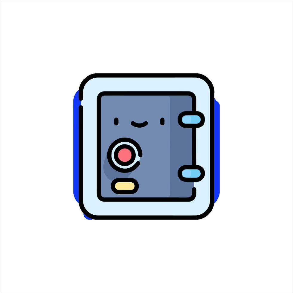 A cartoon safe box icon on a white background vector