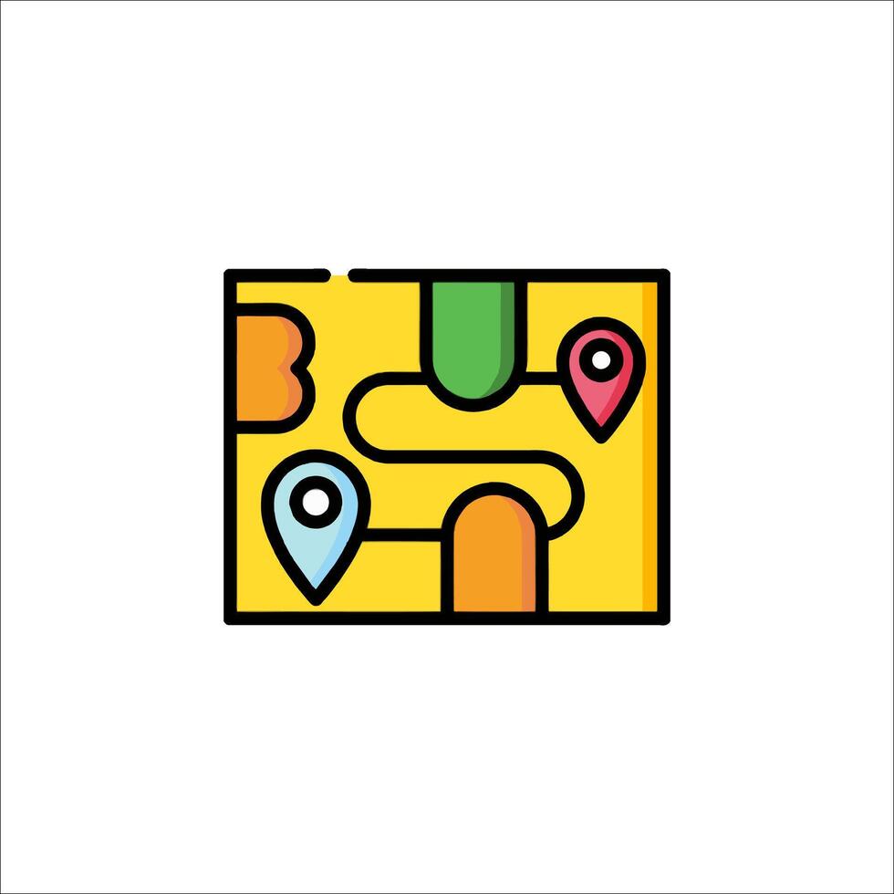 A map icon with a pin pointing to it vector