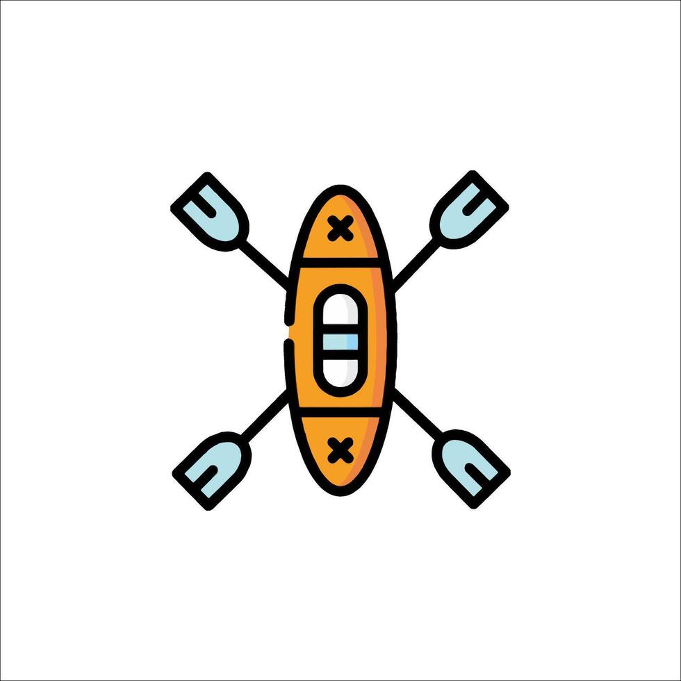 A canoe with two oars on it vector