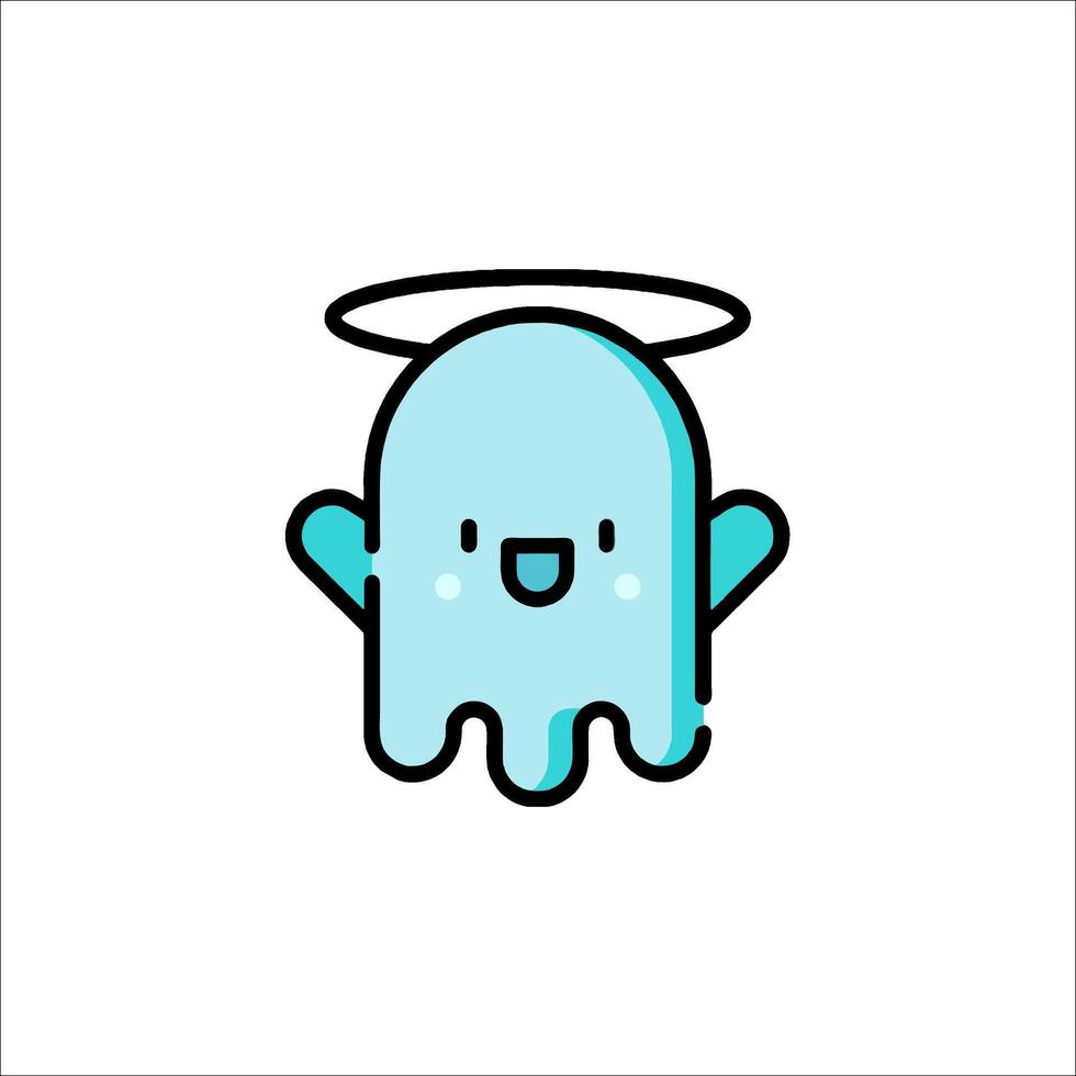 A cartoon ghost with an angel halo vector