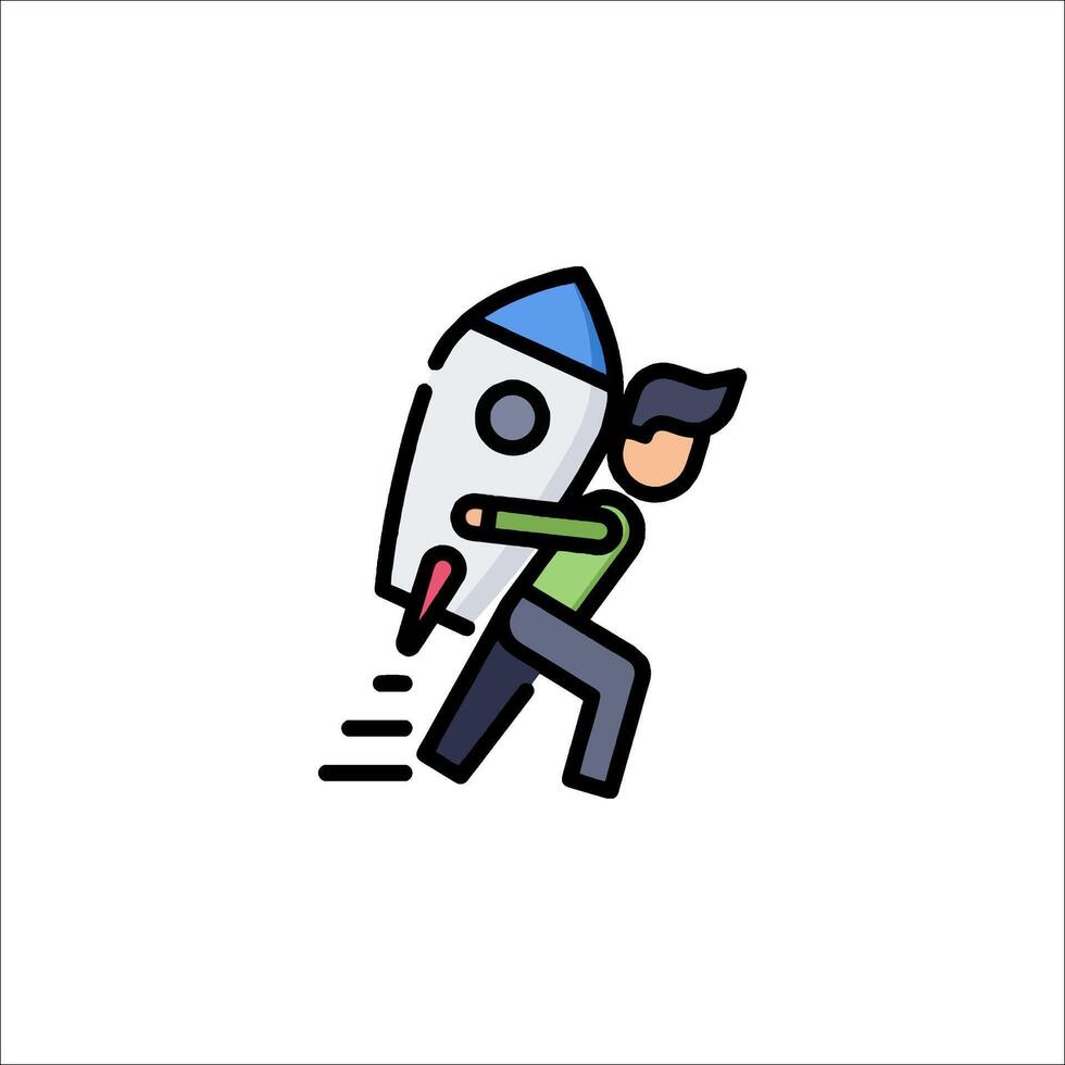 A man is carrying a rocket on his back vector