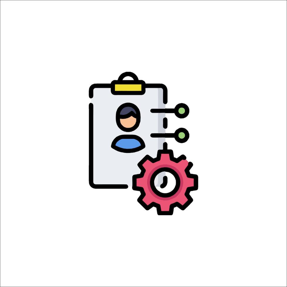 A person with a gear wheel and a clipboard vector