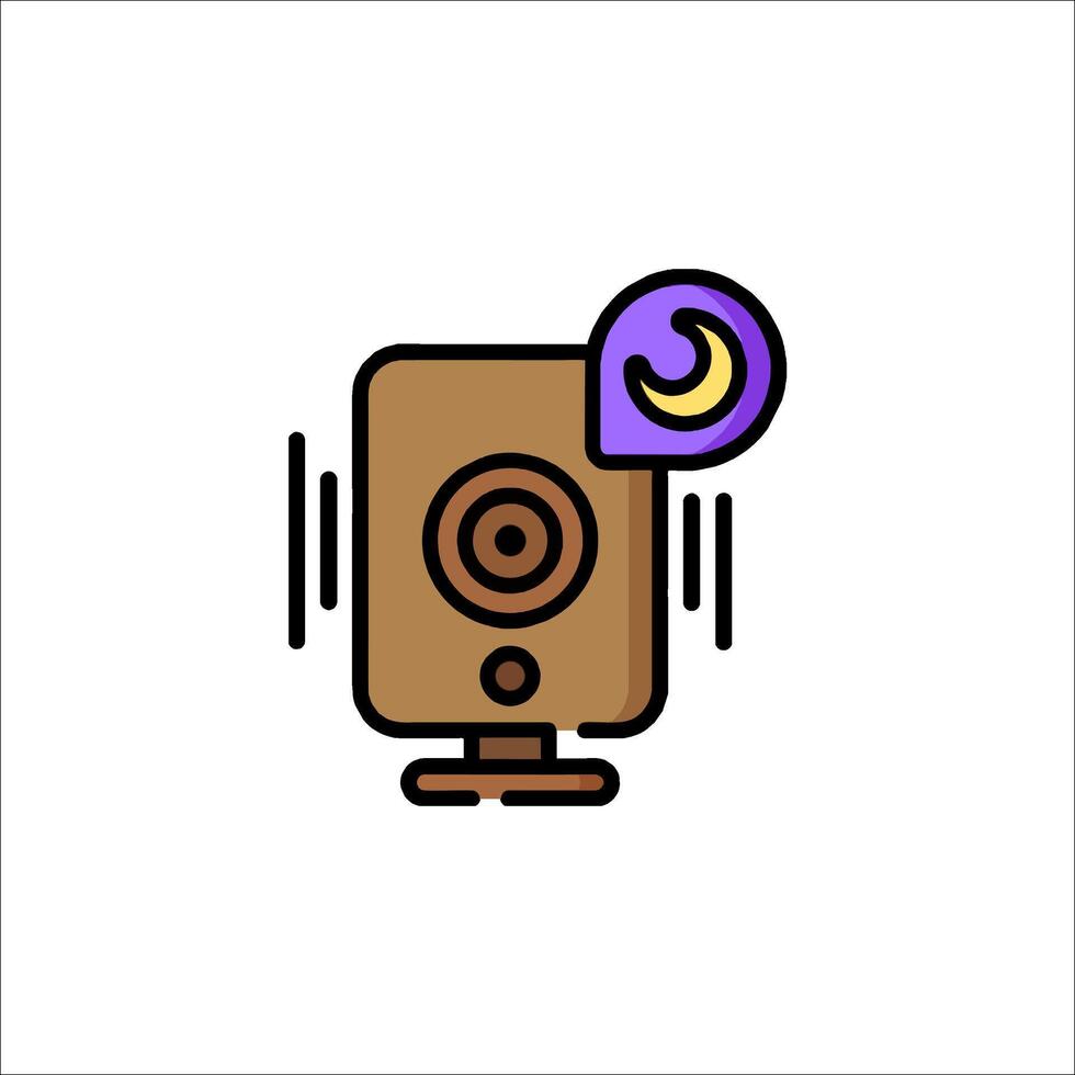 A camera icon with a moon on it vector