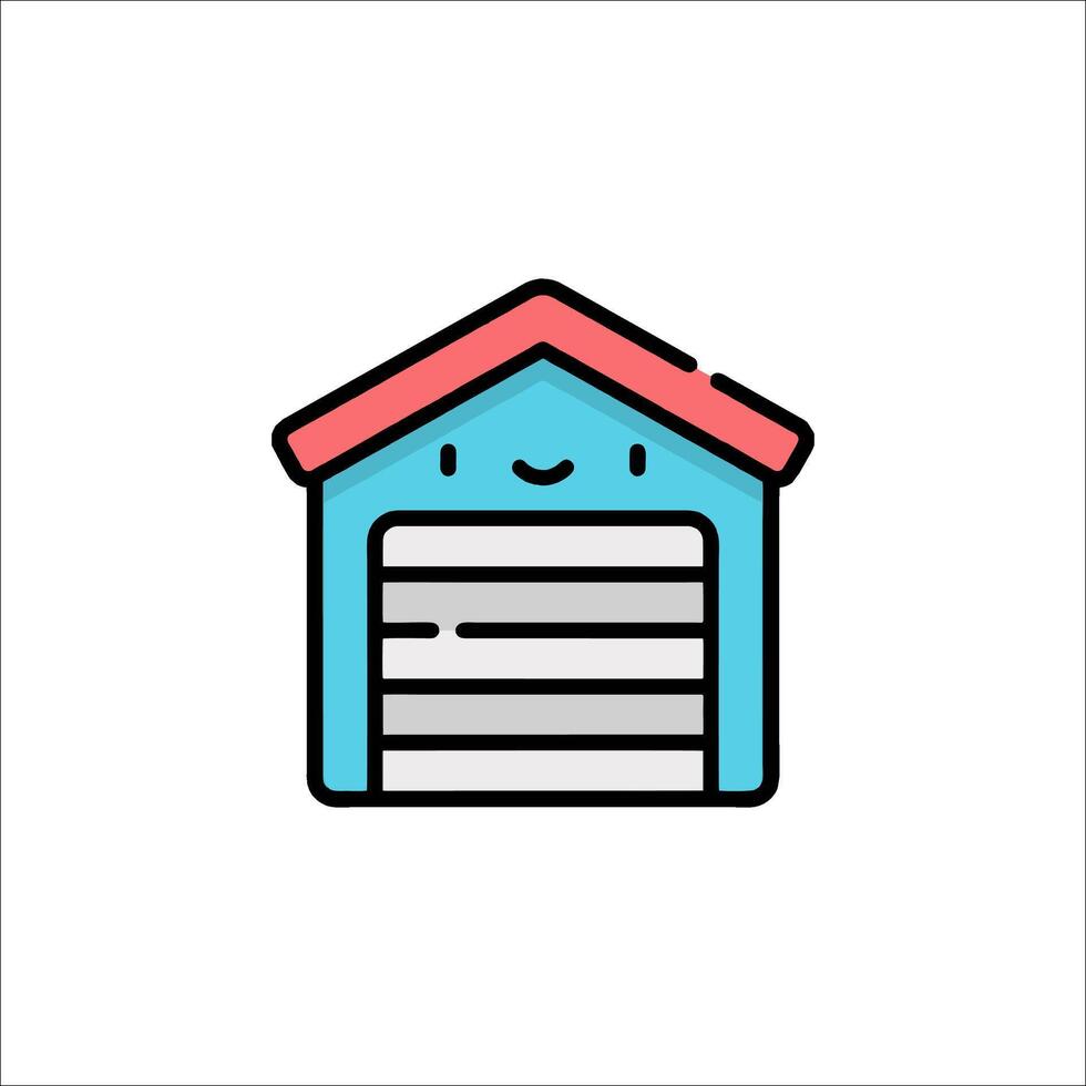 A cartoon house with a garage door vector