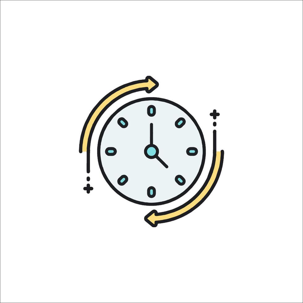 A clock with arrows pointing to it vector