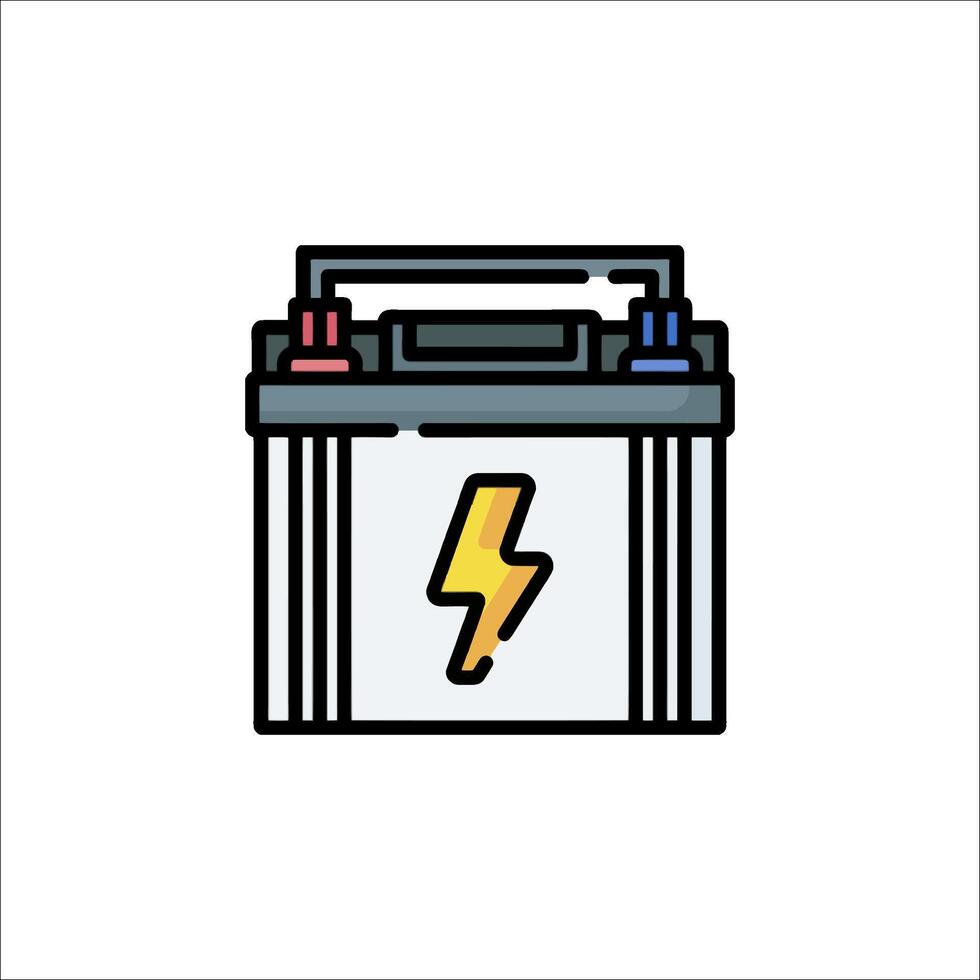A car battery icon with a lightning bolt vector