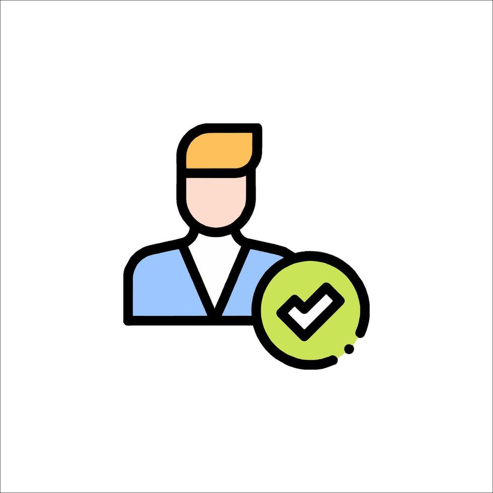 A man with a check mark icon vector