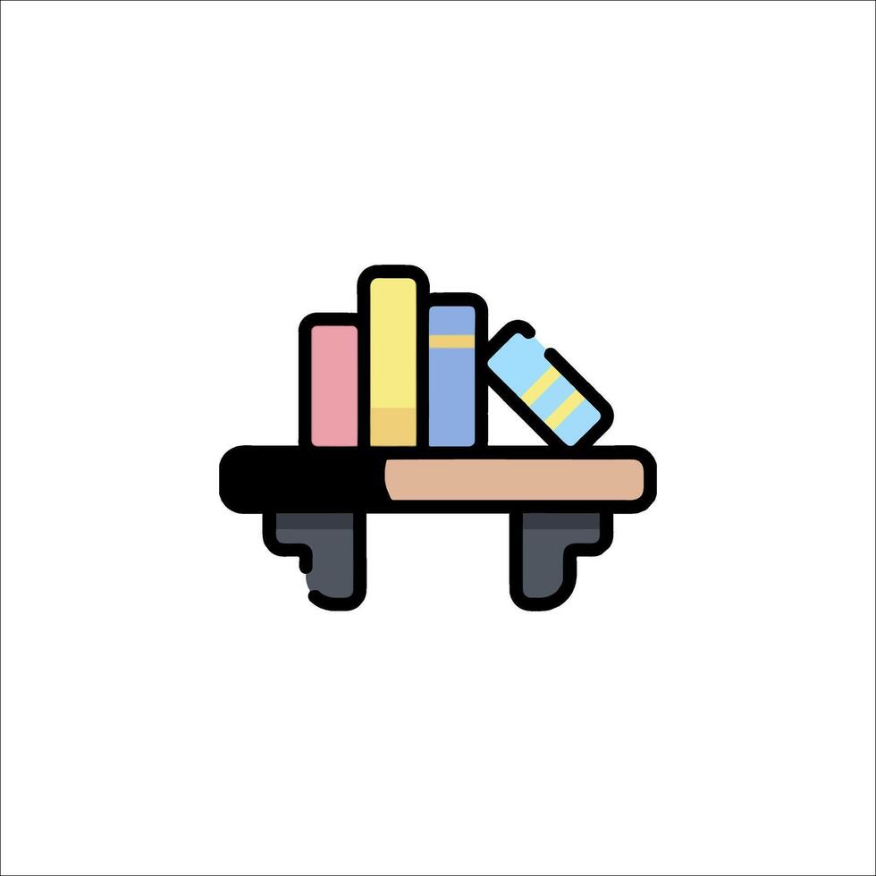 A book shelf with books on it vector