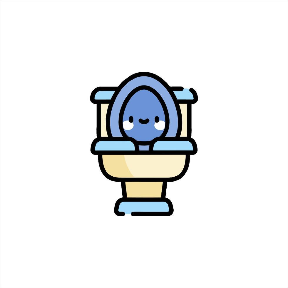 A cartoon toilet with a blue face vector