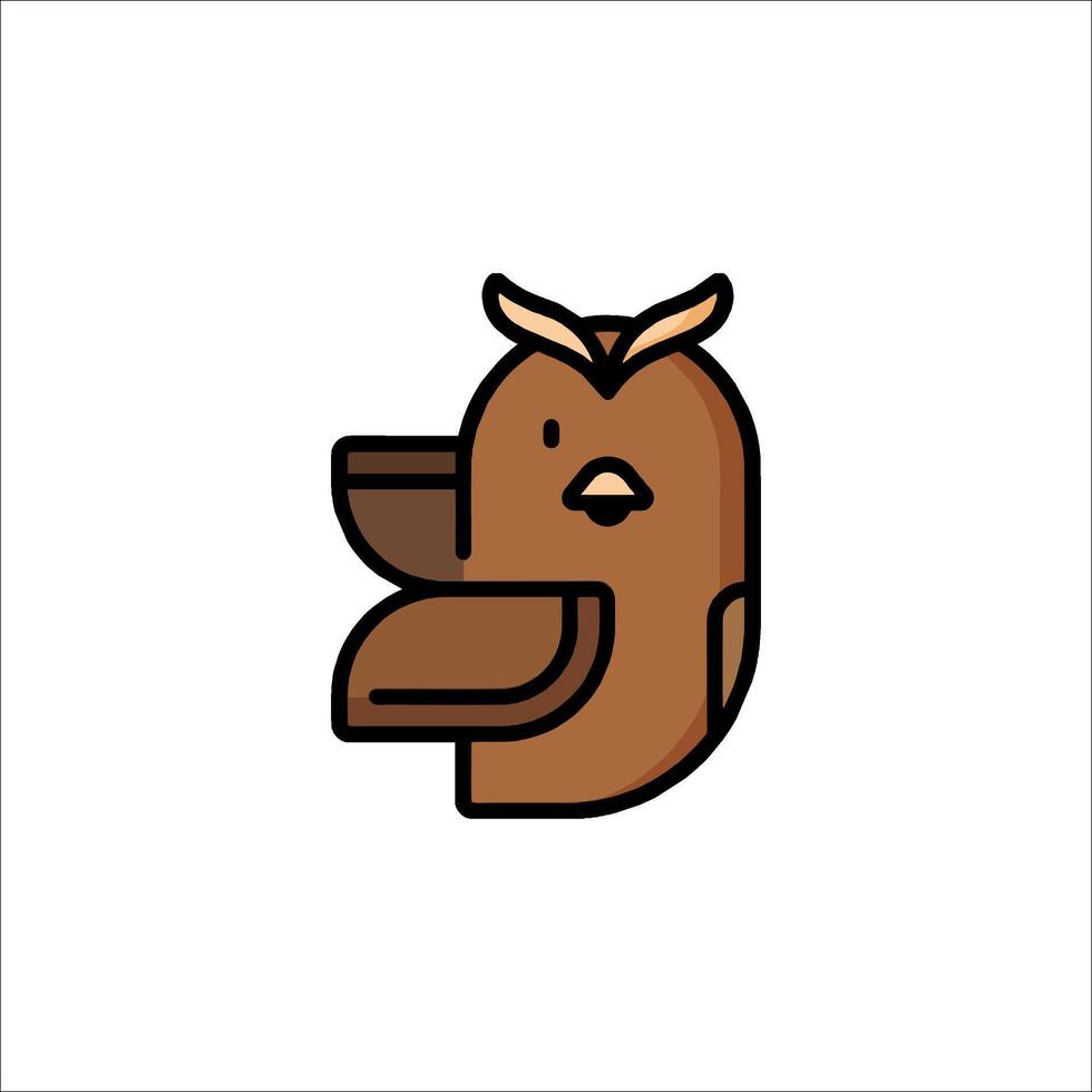 A brown owl with a long beak and a long tail vector